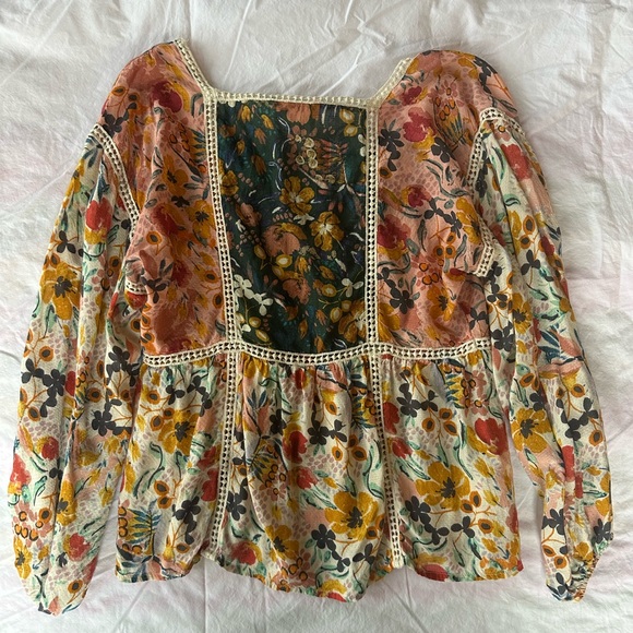 Maeve Tops - Anthropologie Maeve Nikki Peasant Floral Blouse XS